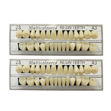 56 Pcs False Teeth Fake Teeth 2 Sets Synthetic Resin Dental Tooth, Upper Lower D