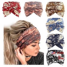 Women's Large Turban Headbands - Non-Slip Boho - 6 Pcs - Extra Wide