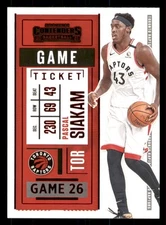 Pascal Siakam 2020-21 Panini Contenders #86 Game Ticket Red Toronto Raptors