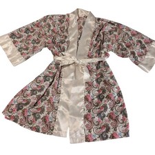 Vintage Gold Label Victoria's Secret Satin Robe with Floral Paisley Print