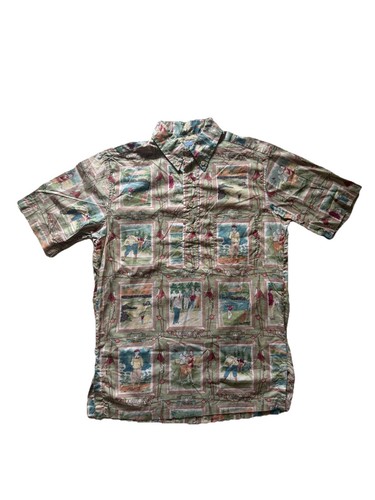 Reyn Spooner Golf Print Hawaiian Shirt 34945 Vintage Men’s Size Medium Pre-worn - Picture 1 of 3