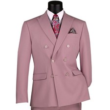 VINCI Men's Lilac Stretch Slim-Fit Double-Breasted Suit - NEW