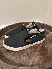 Olukai Women's Grey Leather with Fur Slip On Size 7 Brand New