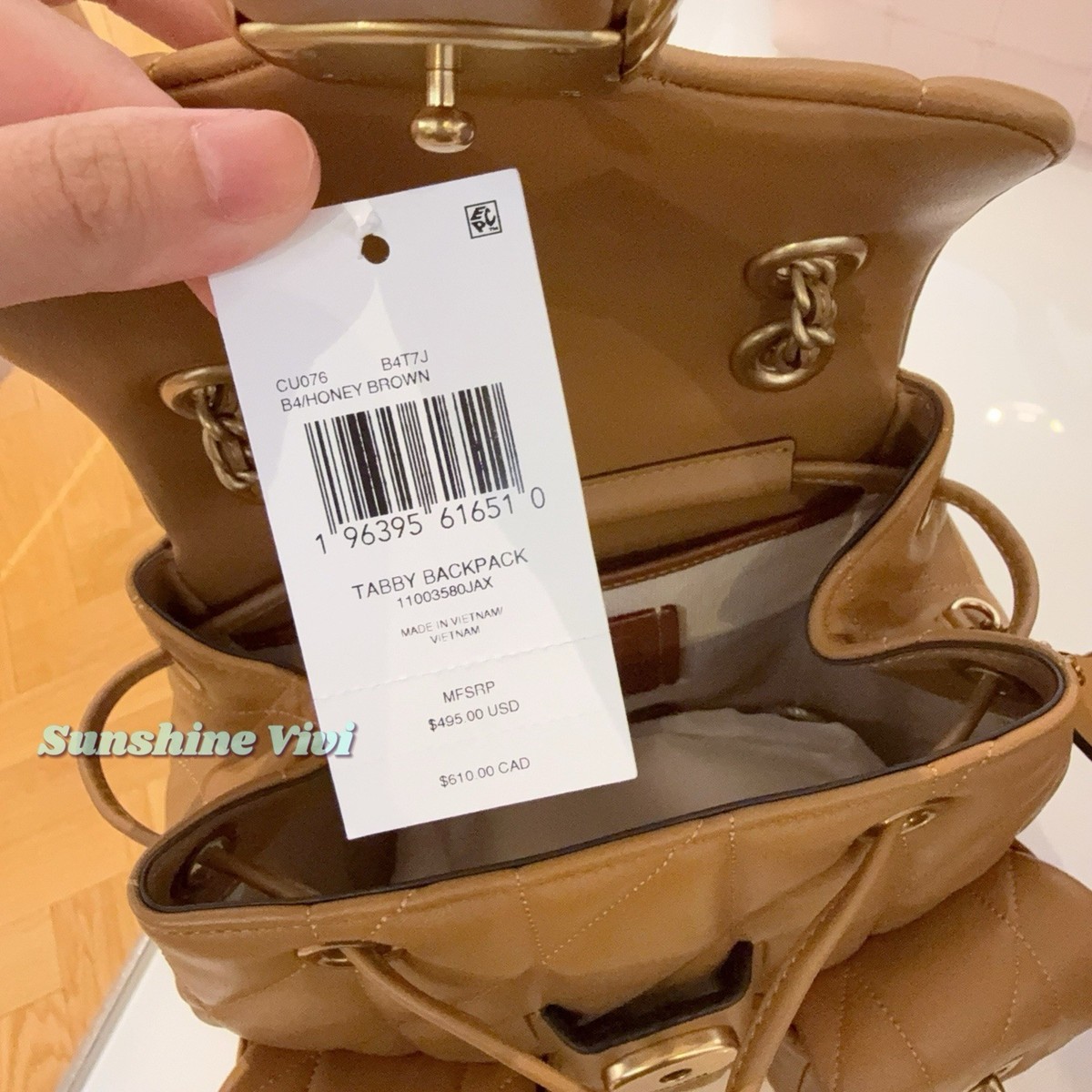 NWT COACH Tabby Backpack With Pillow Quilting CU076 Brass