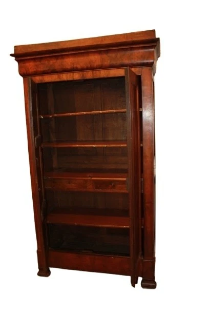 Armadio Luigi Filippo In Legno di Noce Fiammato del 1800 - Immagine 4 di 4