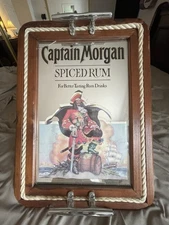 Vintage CAPTAIN MORGAN Spiced RUM Tray Mirror Sign 15.5" X 21.5" Bar Decor