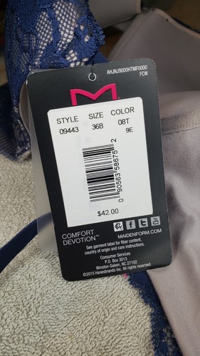 MAIDENFORM 36B 09443 Navy Embellished Lacey Demi Plunge Sexy Push-Up Bra NEW - Picture 11 of 12