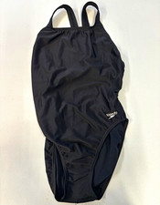Speedo Pro LT Girls One-Piece Swimsuit Black Solid Regular Size 12