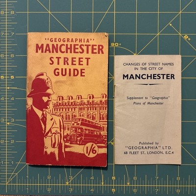 Geographia Manchester Street Guide + Changes Of Street Names Supplement C. 1950s