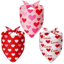 Valentines Dog Bandanas 3PCS, 6 Pattern Sweetheart Scarf Large Valentines-26