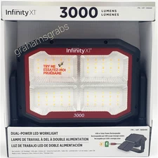INFINITY XI DUAL-POWERED LED WORKLIGHT  3000 Lumens USB & Solar Rechargeable NEW