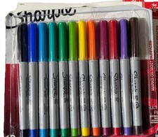 Sharpie Permanent Markers Ultra Fine Point Assorted Colors 12 Count