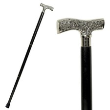 Wooden Walking Cane with Brass Handle   37 Inch Handcrafted Walking Stick
