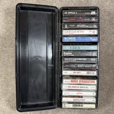 70s 80s Classic Rock Pop Music Audio Cassette Tapes Lot 15 Alpha Storage Case