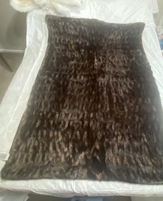 West Elm Deep Brown Hombre Faux Fur Throw Blanket 47x60