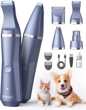 oneisall 4 in 1 Cordless Dog Cat Grooming Kit, Quiet Dog Paw Trimmer for All/Sen