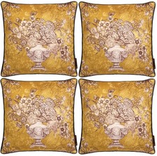 Image of Laurence Llewelyn-Bowen LLB Velvet Floral Scatter Filled Cushion 43x43 Ochre 4pc