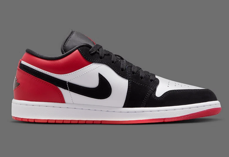 Nike Air Jordan 1 Low SE Black Toe White Red - Image 4 of 4