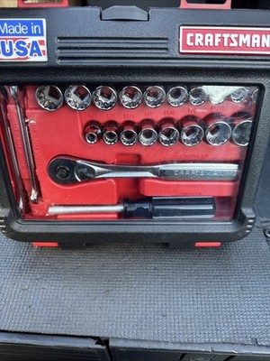 Sears Craftsman USA Nos 33pc 3/8  Socket Set Good Case 33433 Mechanics Tool Set