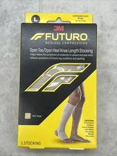 Futuro Open Toe/Heel Knee Length Medical Compression Stocking Unisex beige -L