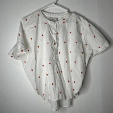 LOFT Ann Taylor Cotton Top Farmhouse Red Roosters Lightweight Small Petite