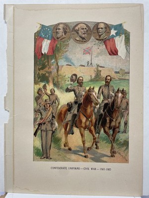 Bürgerkrieg 1861-1865 Uniformen Druck Generäle Flaggen Historisch