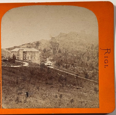 Rigi Mountain Staffel Hotel with Alpine Landscape and Historic Summit Stereoview