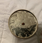 Vintage Round Tin with Lid Red White Floral Gold Daher England Metal Storage Box — photo 5