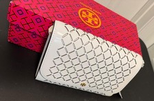 Tory Burch White Cut-Out Leather Shoulder Bag Chain Strap Gold Hardware