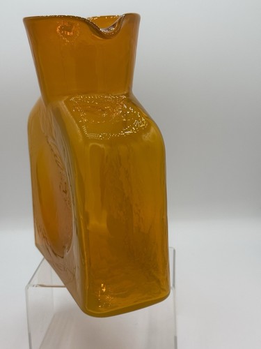 Blenko Experimental Canary Variant, 384 Water Bottle, Double Spout Pitcher - Picture 9 of 18