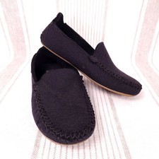 Haflinger Wool Moccasin Slippers Womens 7.5 EU 38 Black Felted Rubber Sole