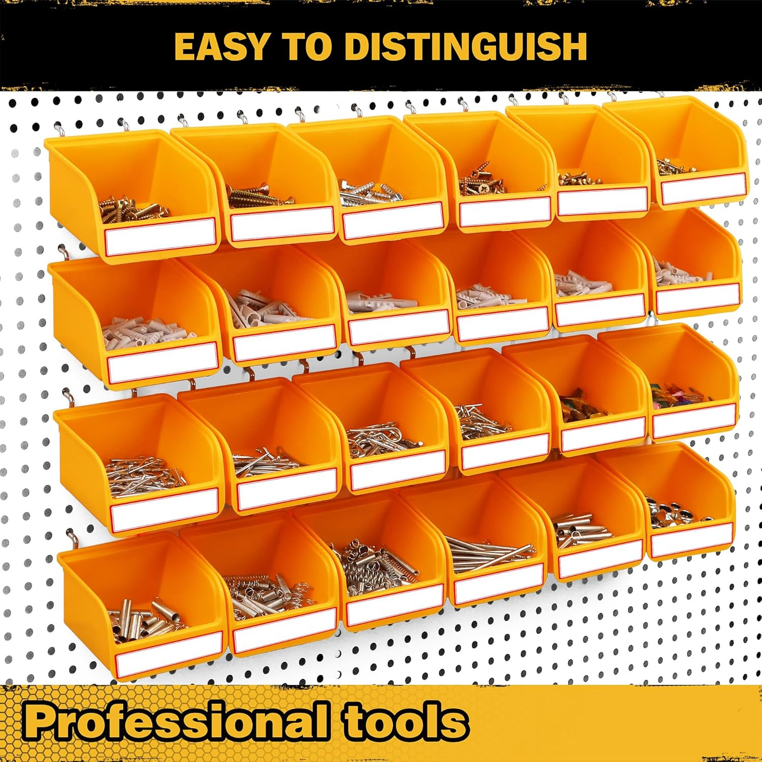 ELEAD Pegboard Bins Organizer Set 24-Pack - Durable Storage Tray for Screws, Nut