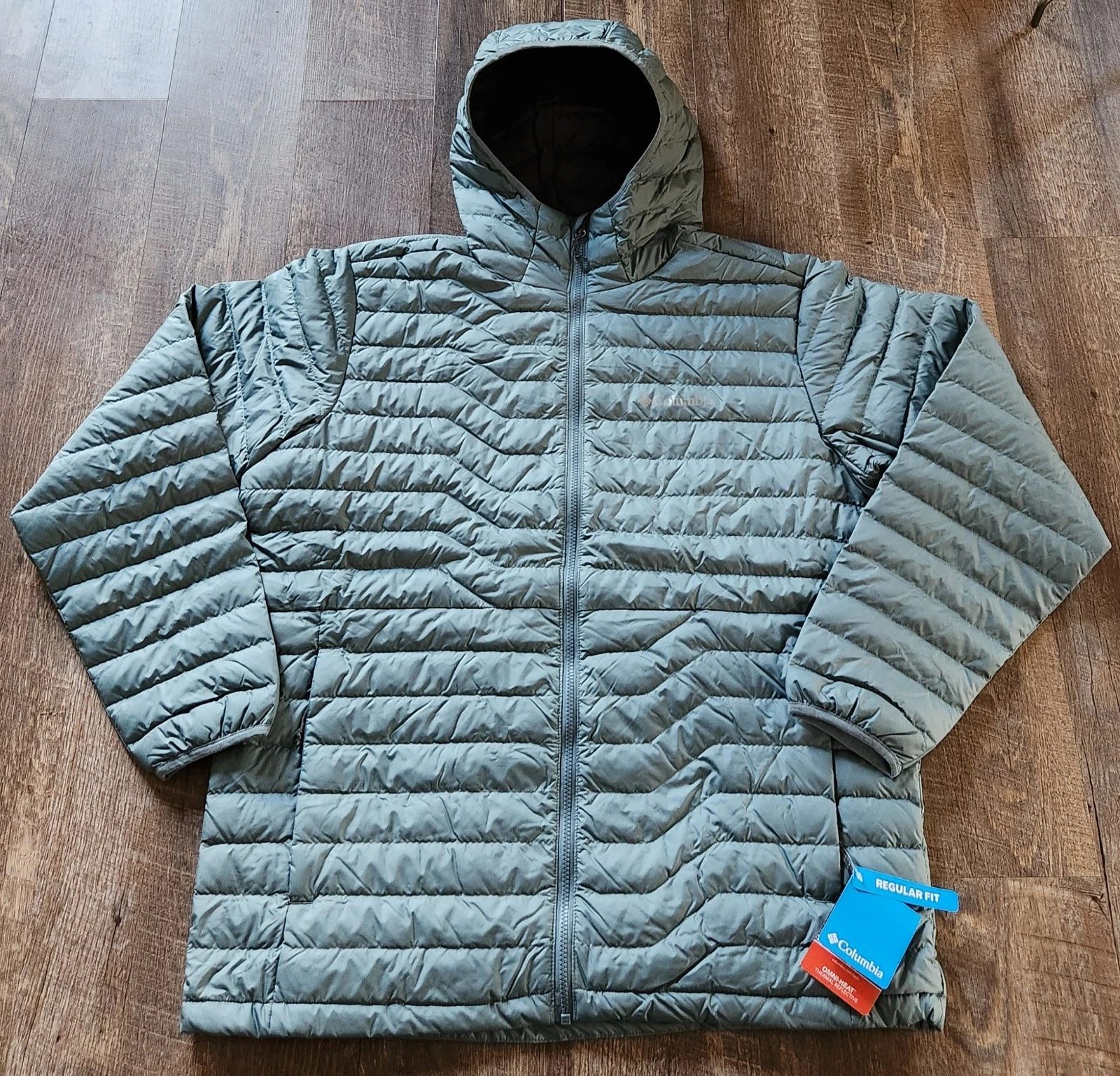 Mens Columbia Woodrose Crest FS 650 Omni Heat Down Hooded Jacket Green Sz L