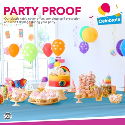 Plastic Rectangular Table Cloth Covers | Wipe Clean Party Tablecloths Disposable - Picture 10 of 57