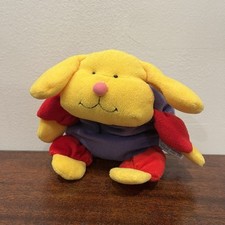Vintage Russ Puppy Dog Beanbag Stuffed Plush Animal 8" Yellow Red Purple