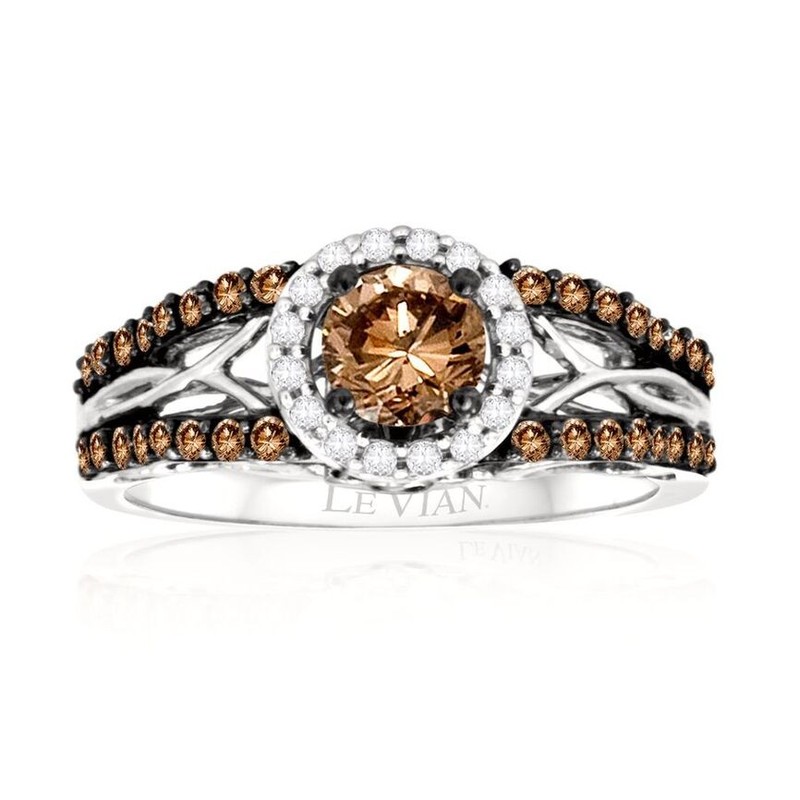 Le Vian 14K White Gold Ring for Women 0.90 cts White Chocolate Diamond - Size 7