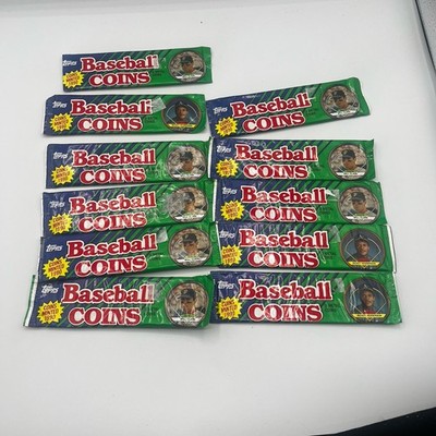 (11) 1990 Topps Baseball Coins, Unopened Pack of 3 Coins. Possible Nolan Ryan