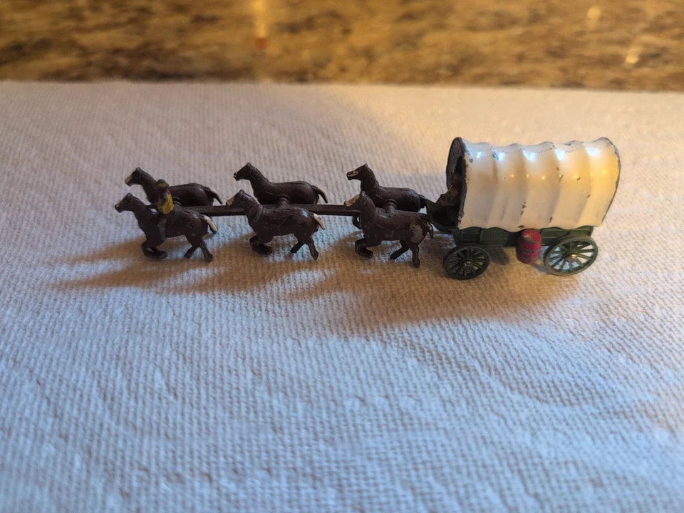 CONESTOGA COVERED WAGON AND HORSE TEAM Con Barriles Rojos Lesney Matchbox 1955 Foto 4 de 4