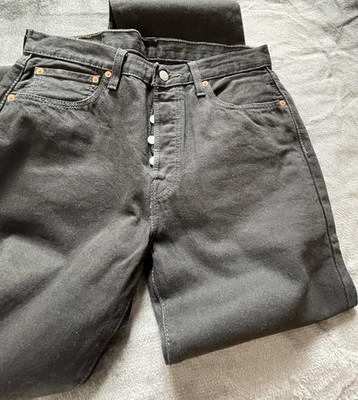 Levi's 501 Herren Jeans Schwarz W33 L34 Gerades Bein Denim Knopfleiste