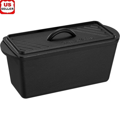 Cast Iron Bread Pan 2 in 1 Baking Dish Oven Safe Loaf Pan Dutch Oven Cookware US