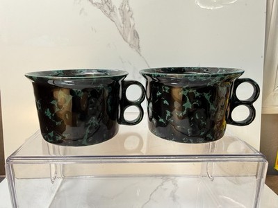 Bennington Potters Vermont Blue Agate Trigger Finger Handle Coffee Soup Mug 1537