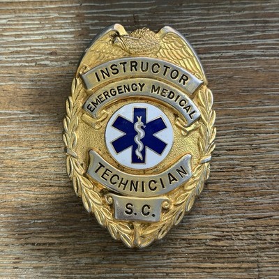 EMT Emergency Medical Technician Instructor Badge Gold tone S.C. Blackinton
