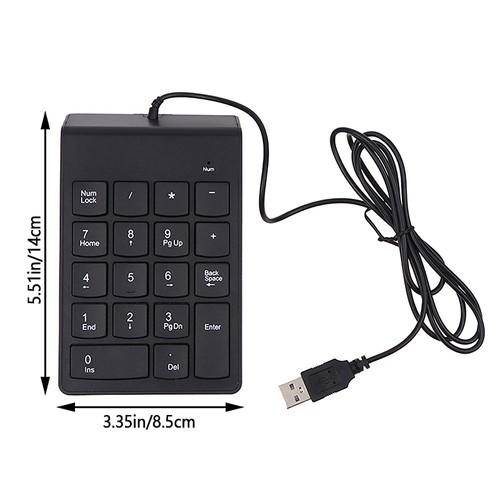 1Pc Numeric Keypad USB Wire Mini Number Keyboard For Laptop PC 18 Keys Keyboard - Photo 3/12