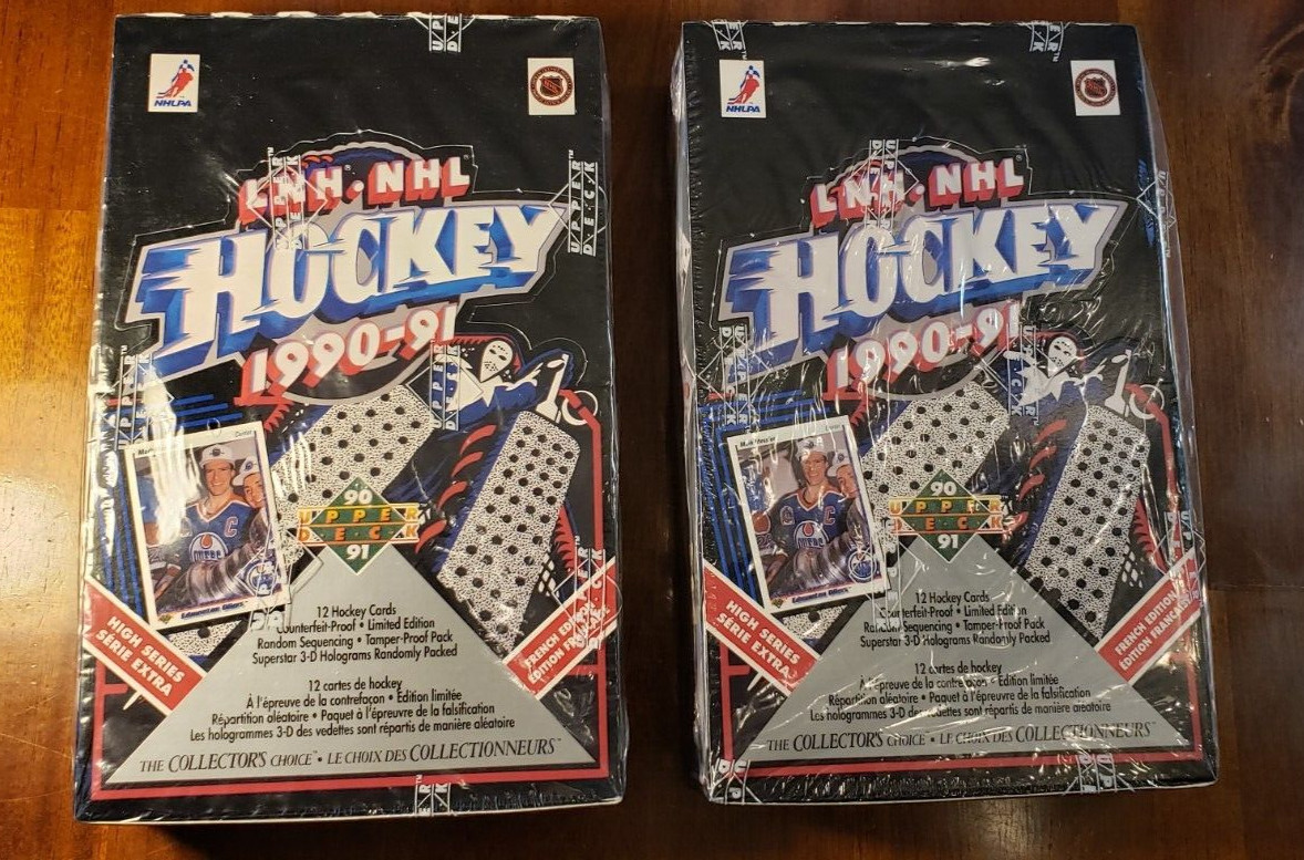 1990-1991 Upper Deck High Series NHL Hockey Box lot (2) French Factory Seal JAGR