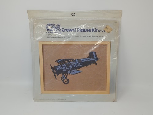 Columbia Minerva Crewel Picture Kit Bi-Plane NEW Kit #7809 Rare HTF
