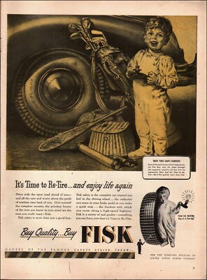 1946 Vintage ad FISK Tire Co. Golf Clubs Fisk Boy Art 05/04