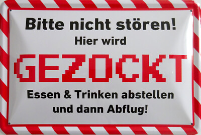 Blechschild Schild 20x30 cm - nicht stören wird gezockt gaming Console PC zocken