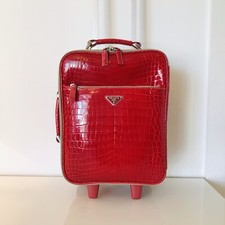 PRADA TROLLEY BAGAGLIO PELLE DI COCCODRILLO ROSSO VALIGIA PICCOLA CABINA MISURA RARO NUOVO