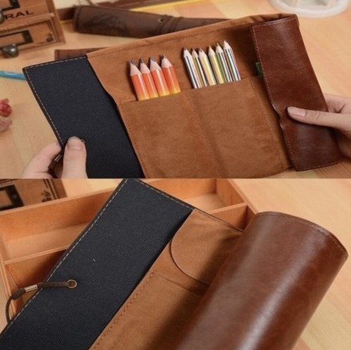 Pencil Cases Leather Creative Retro Luxury Treasure Map Roll Pen Bag Pouch New - Bild 2 von 13