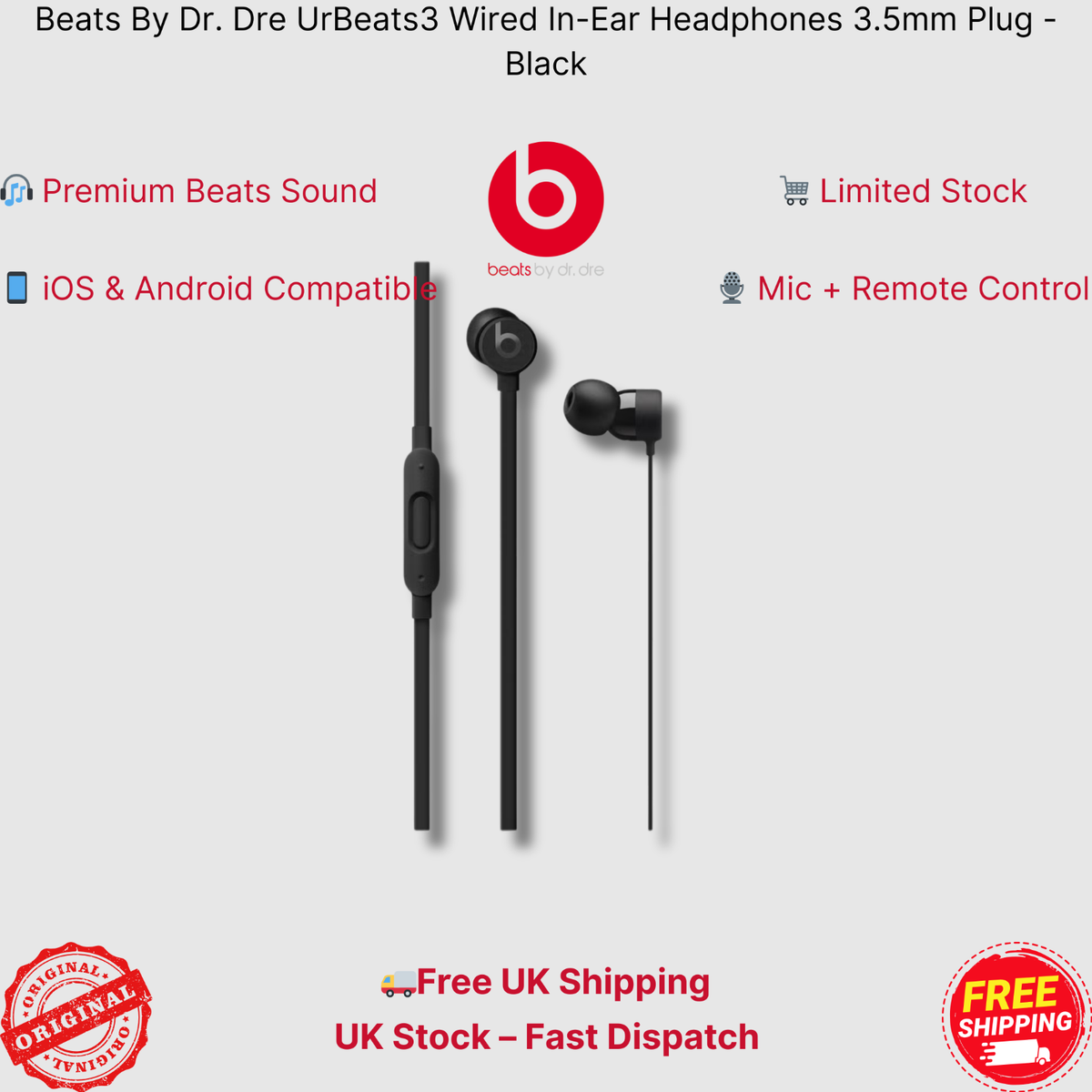 Beats By Dre UrBeats3 Wired In-Ear Headphones Plug